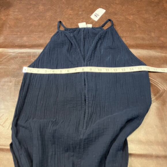 Gap V-neck Crinkle Cotton Jumpsuit Womens 00 Navy Blue New Spring Summer classic - Picture 12 of 13